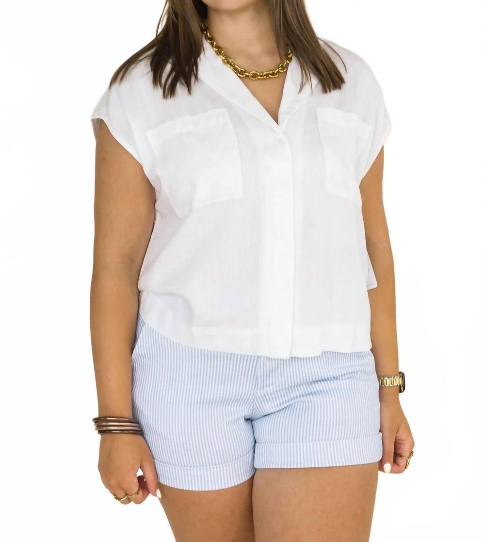 NEW DEAR JOHN DENIM cruz button up top in white